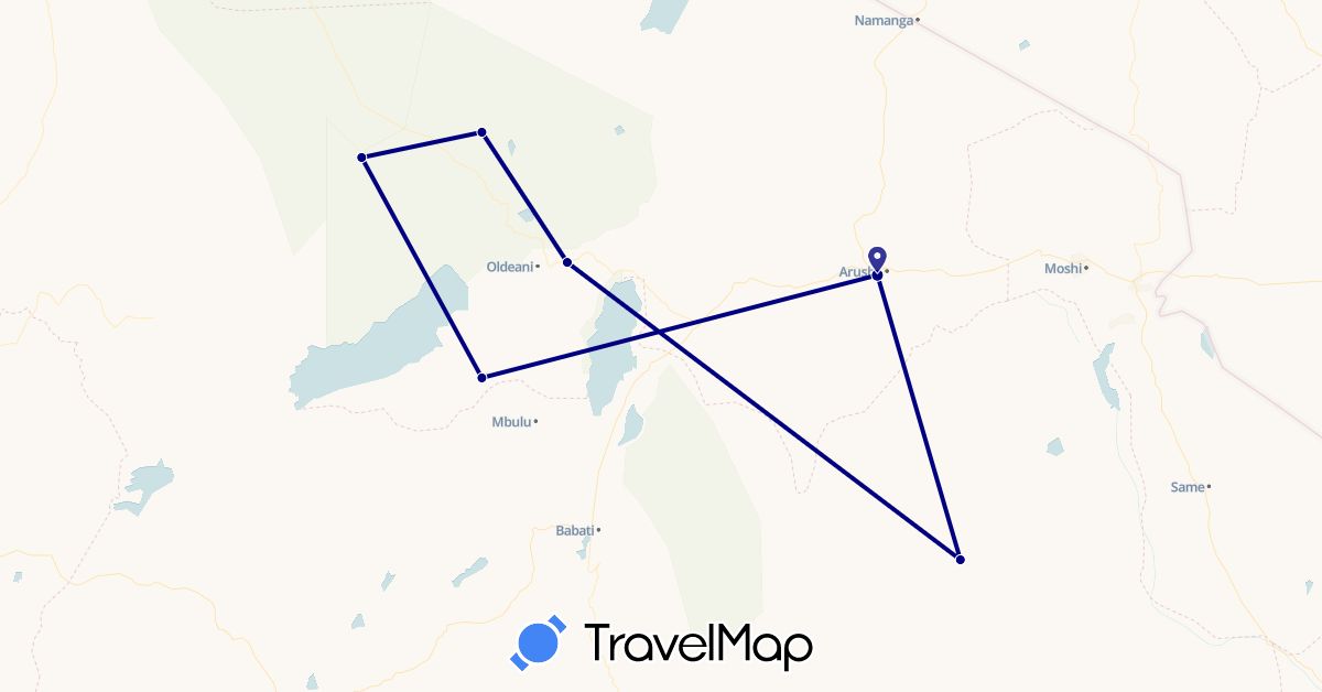 TravelMap itinerary: driving in Tanzania (Africa)
